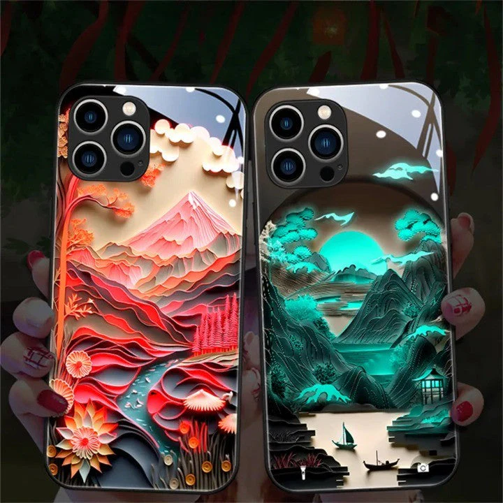 Fuji Mountain Sound-Activated LED Glass iPhone Case - Image 1