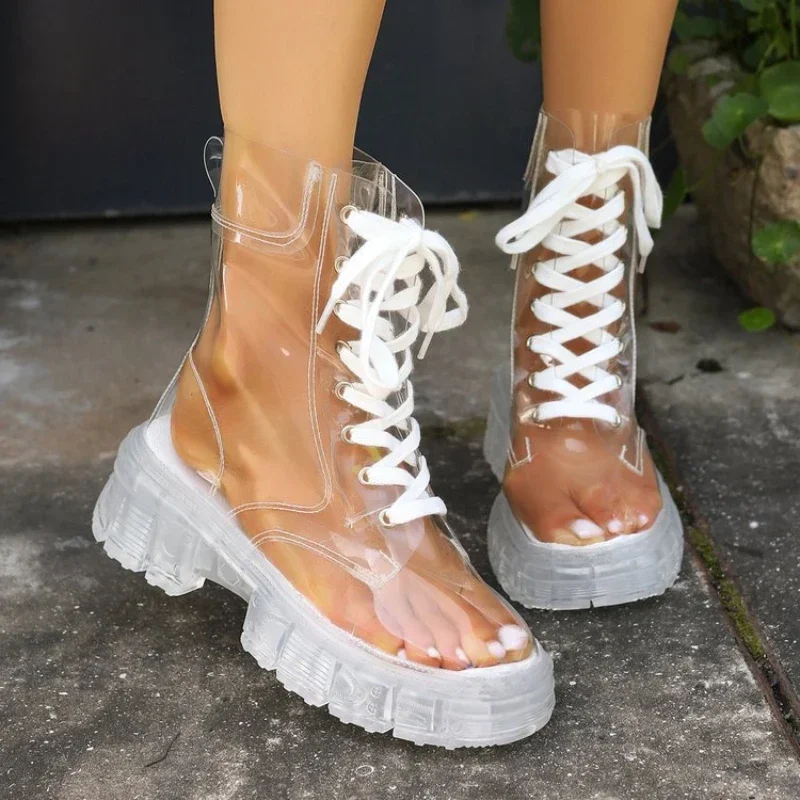 Crystal Clear Platform Rain Boots - Image 2