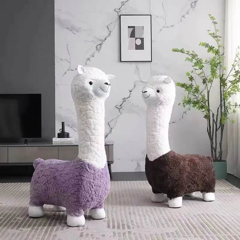 Fluffy Lama Door Entryway Decor Stool - Image 3