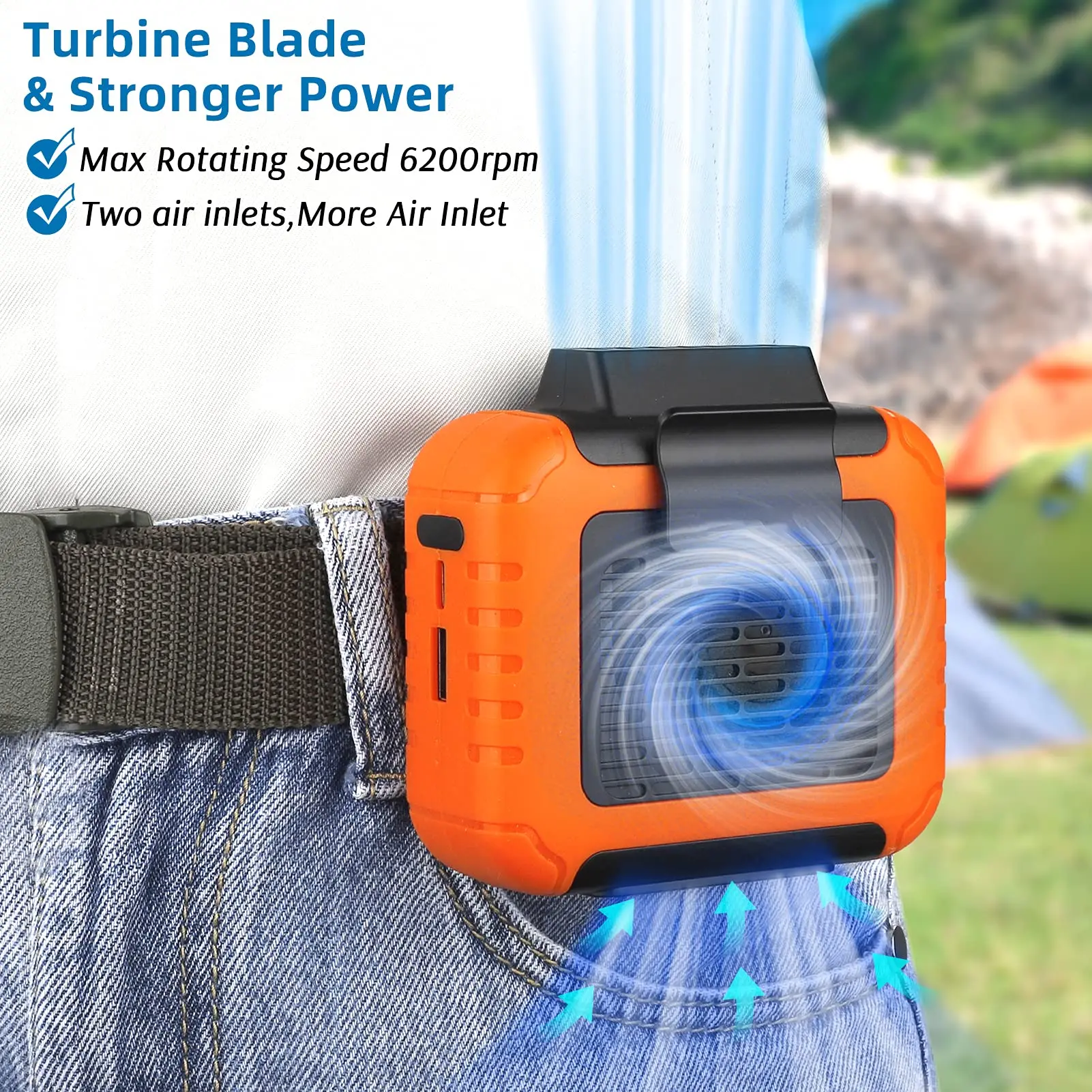 USB Rechargeable Portable Waist Clip Air Conditioner Fan - Image 2