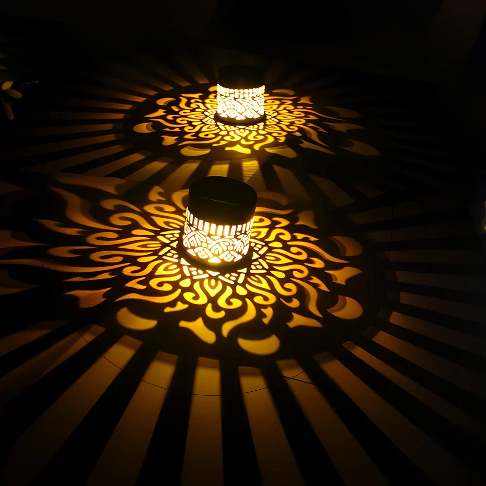 Geometric Pattern Decorative Solar Garden Wall Light - Image 2