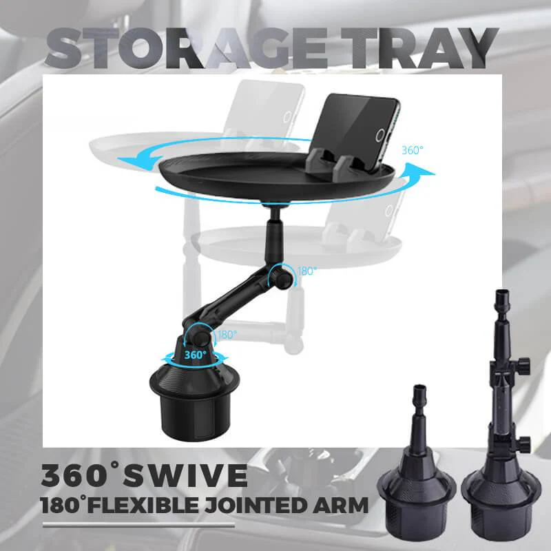 Adjustable Rotating Car Cup Holder Food Tray - Image 3