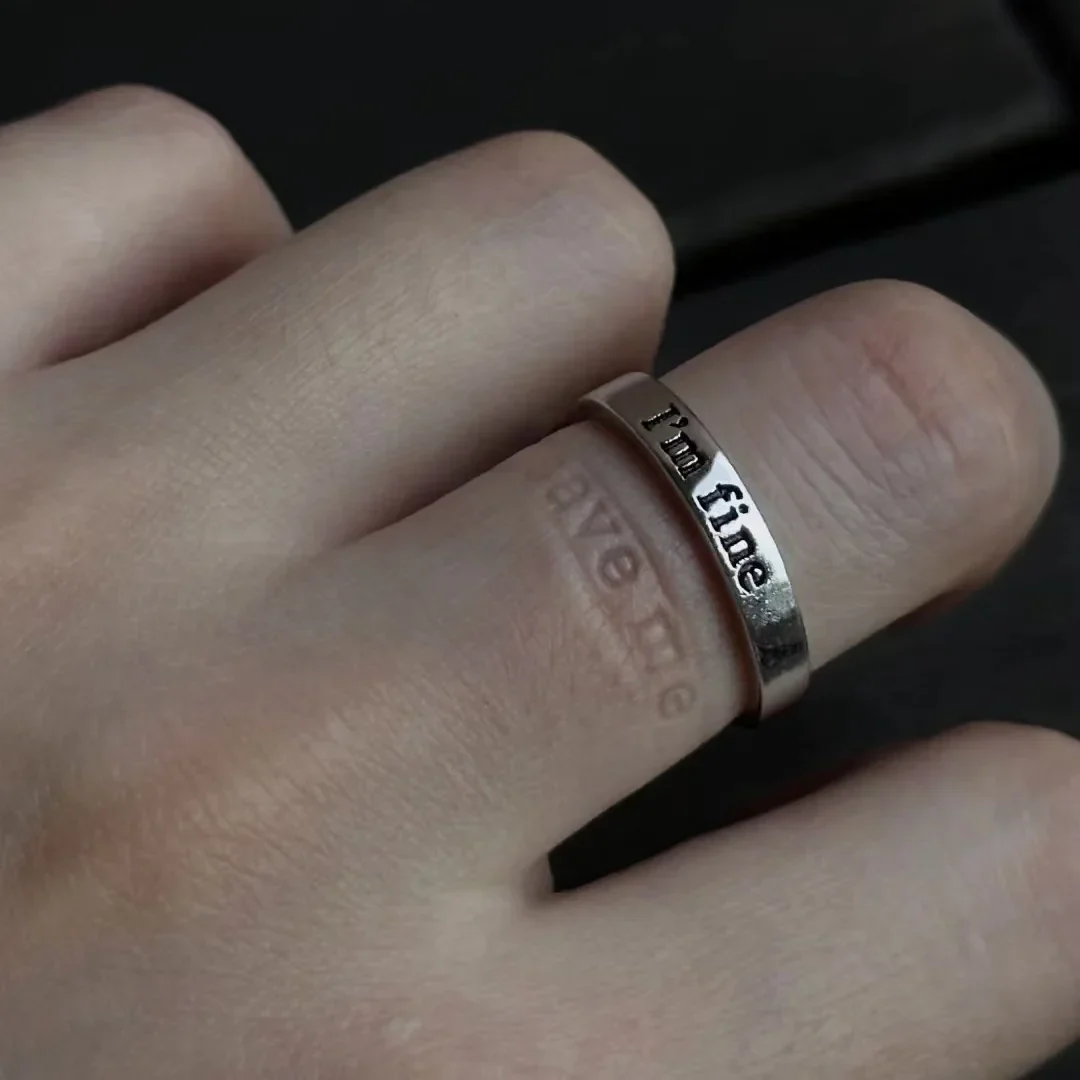 I'm Fine Save Me Adjustable Couple Ring - Image 1