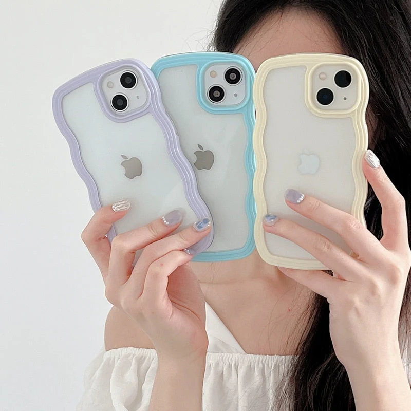 Wavy Art Clear Soft iPhone Case - Image 2