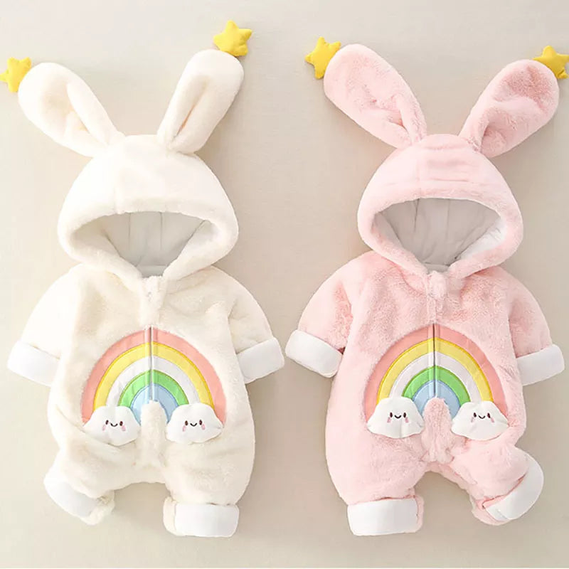 Winter Bunny Cozy Warm Baby Jumpsuit - Image 2