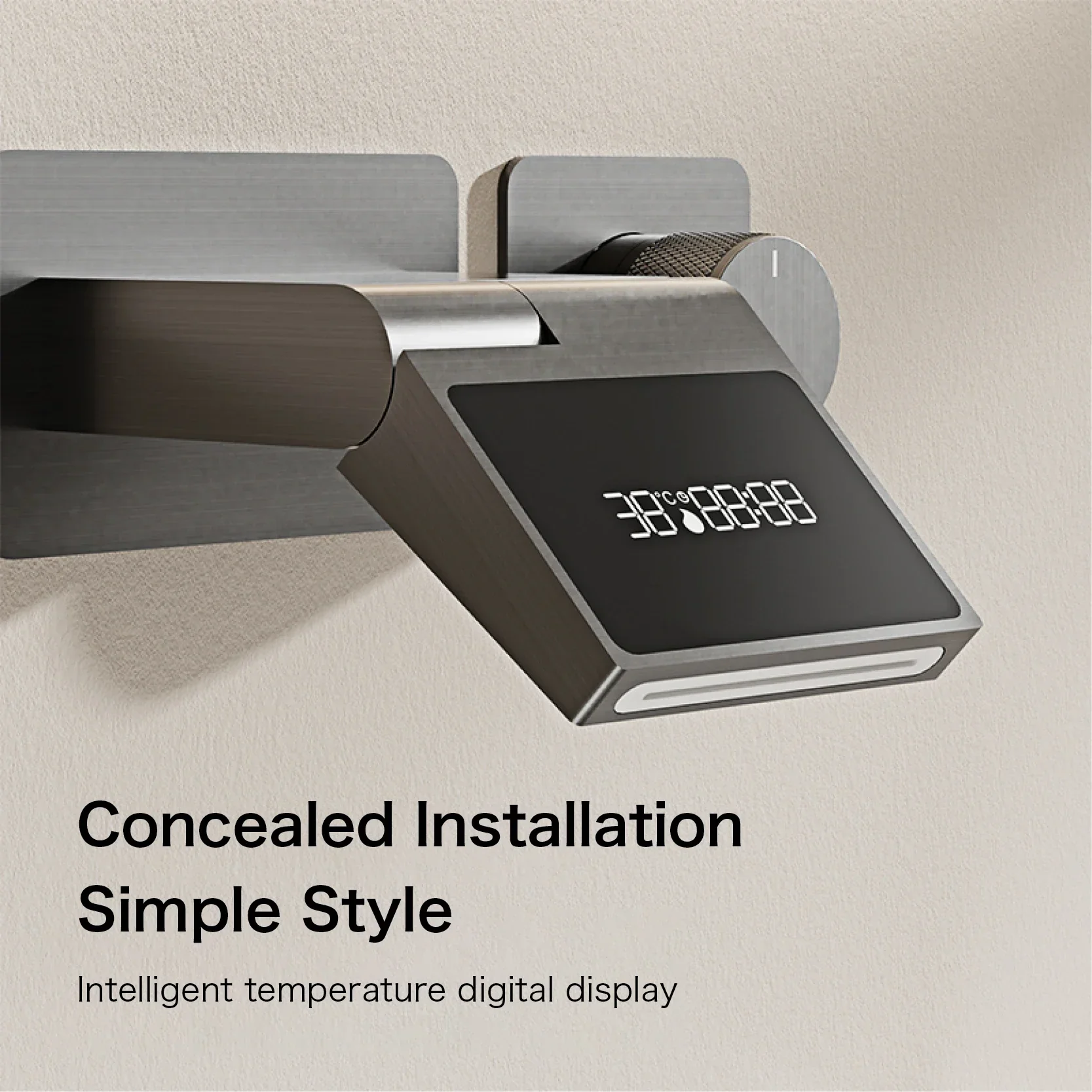 Intelligent Hidden Black Brass LED Digital Faucet - Image 3