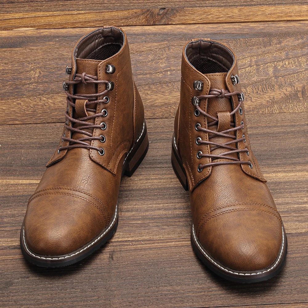 Timeless Vintage Leather Lace-Up Everyday Casual Boots - Image 1