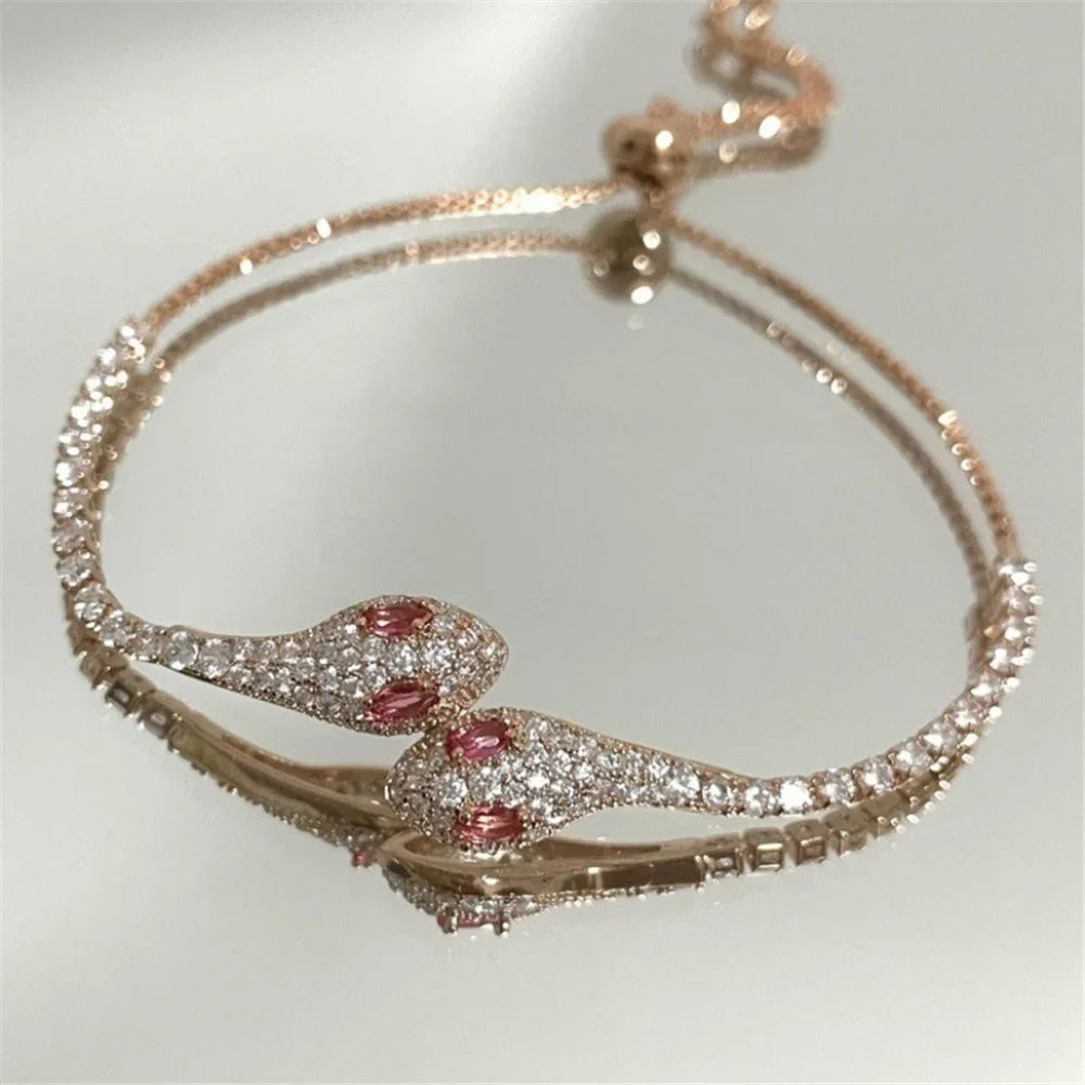 Zircon Stone Adjustable Snake Bracelet - Image 3