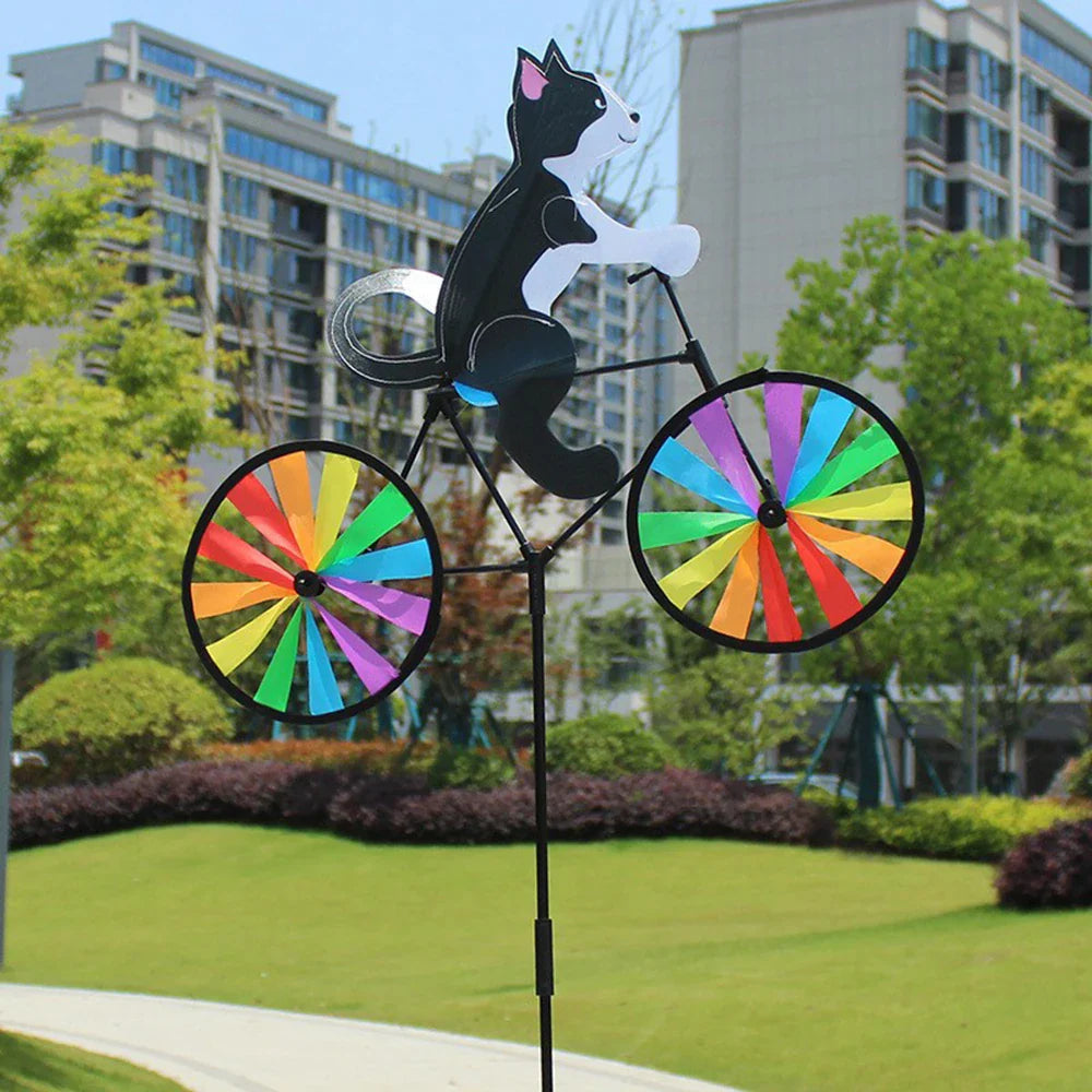 Rainbow Bicycle Cat Garden Decor - Image 2