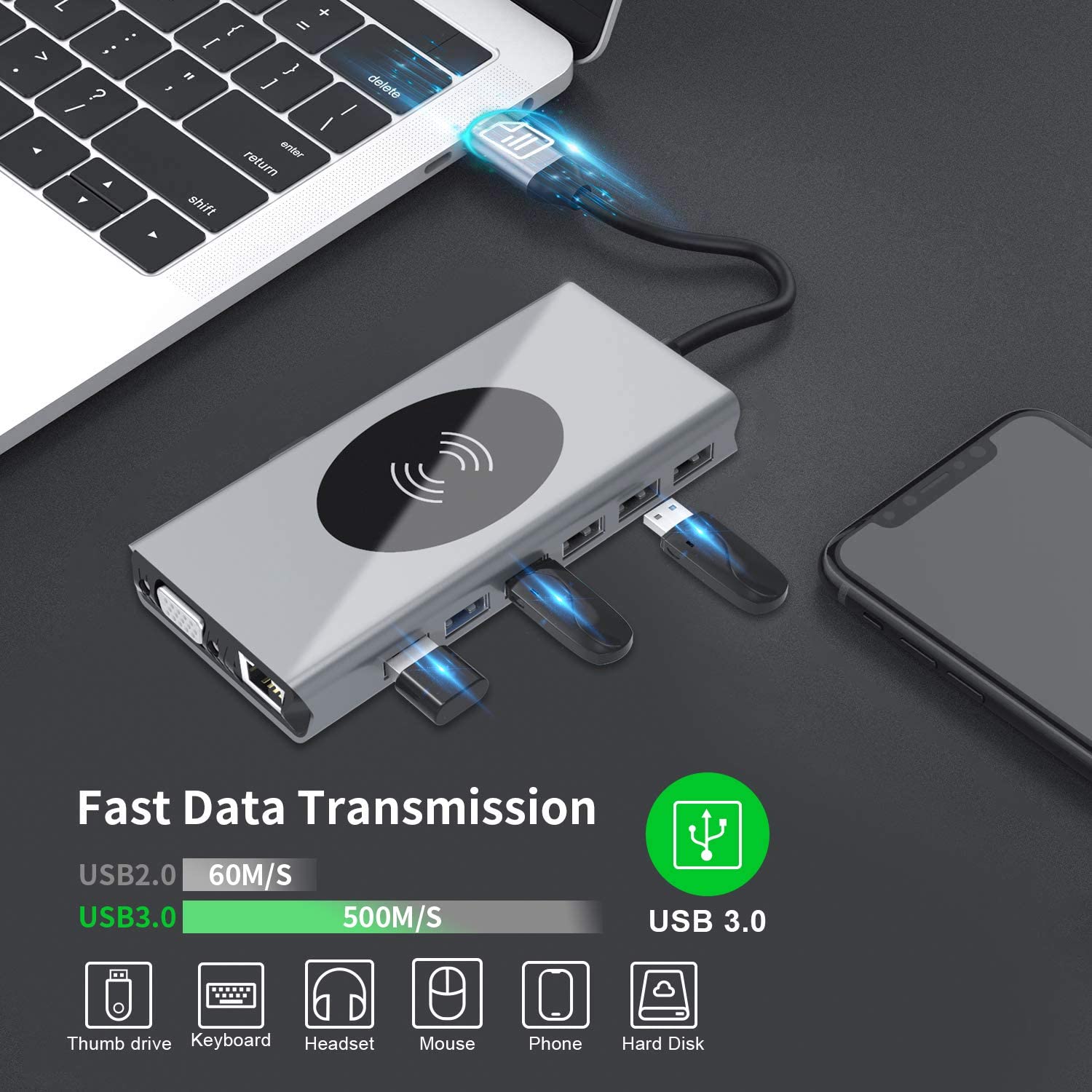 15in1 USB-C Wireless Charging Docking Station - Image 3