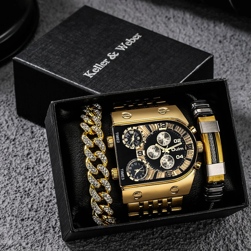 Big Dial Watch Quartz Business Men Gift Set - Image 3