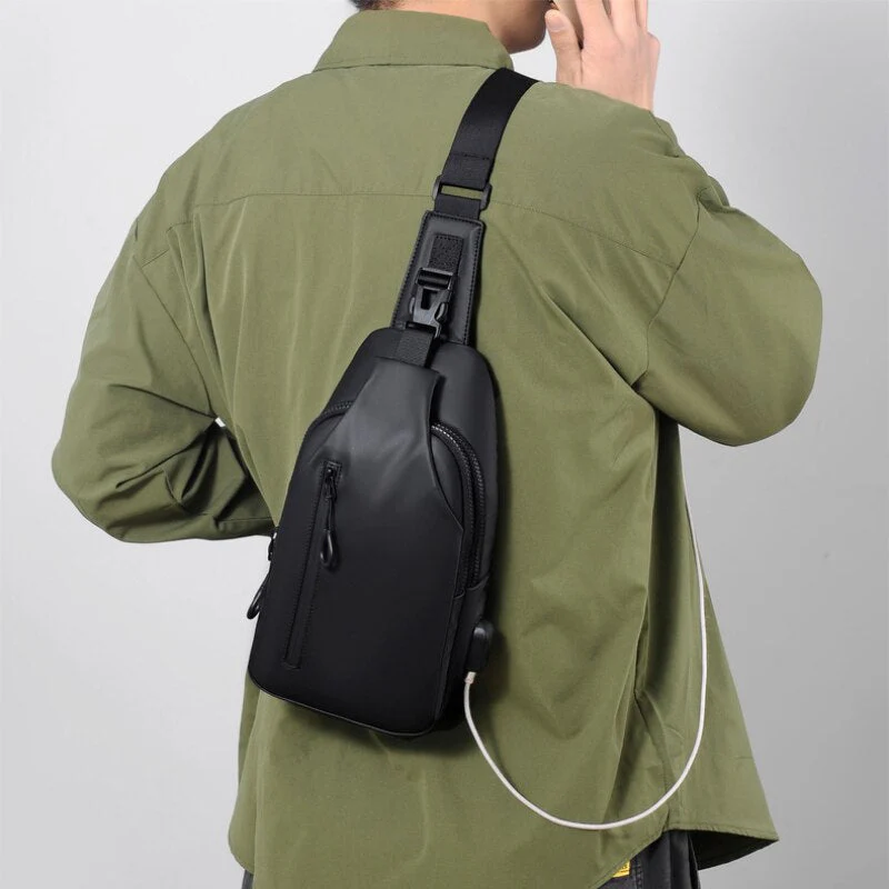 Korean City Waterproof USB Charging Crossbody Bag - Image 2