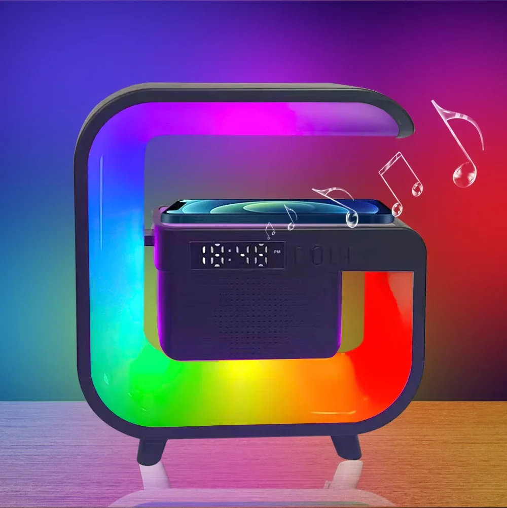 RGB Wireless Charging Bluetooth Futuristic Night Lamp Speaker - Image 1