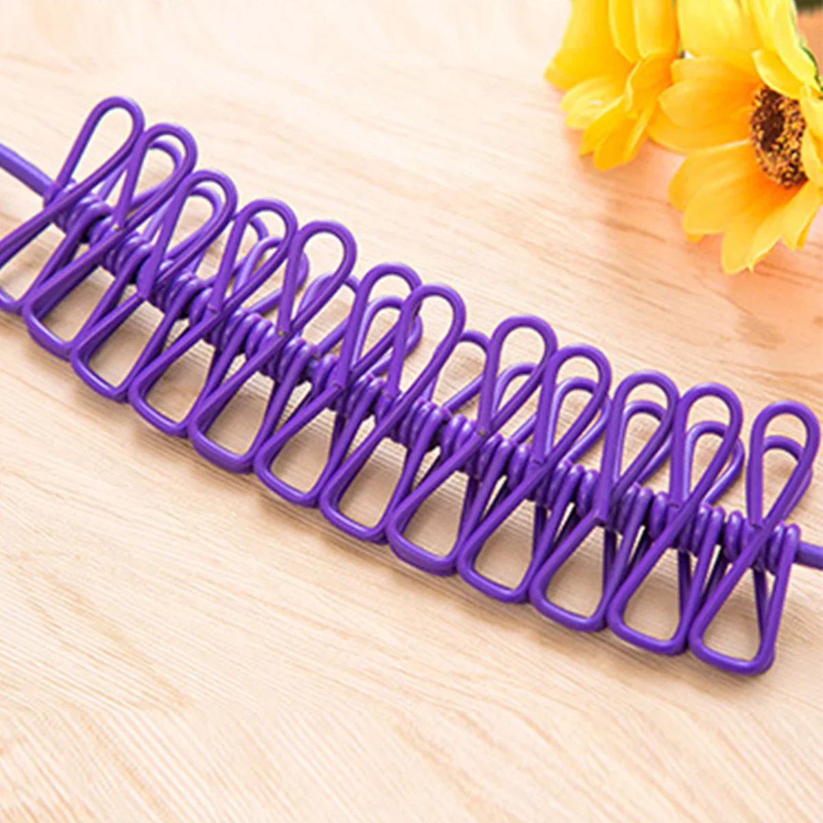 Windproof Non-Slip Elastic Multi-Clip Travel Clothesline - Image 3