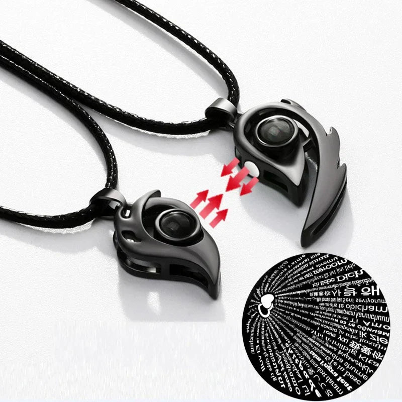 I Love You Magnetic Projection Couple Necklace Set - Image 1