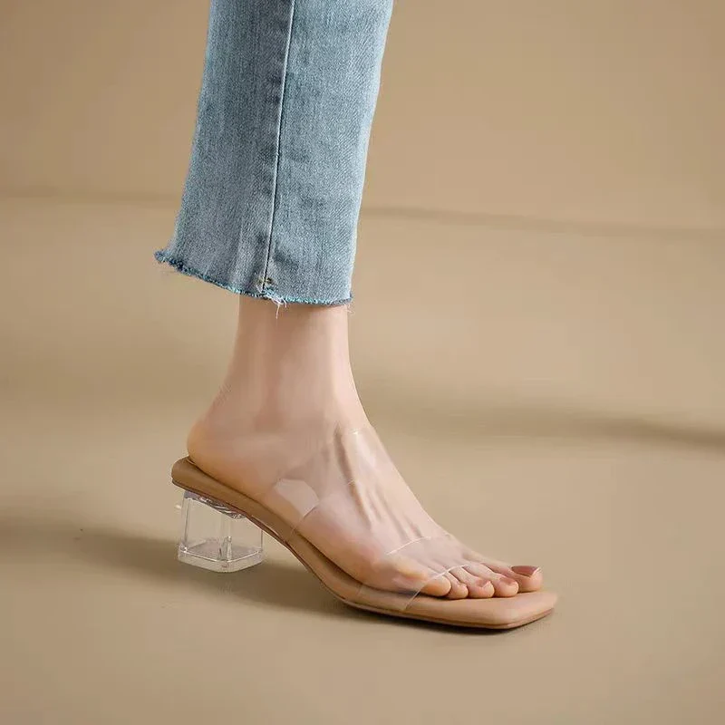 Ultra Soft Transparent Women High Heel Slippers - Image 3