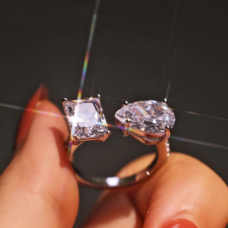 Water Drop Zircon Chic Adjustable Ring - Image 1
