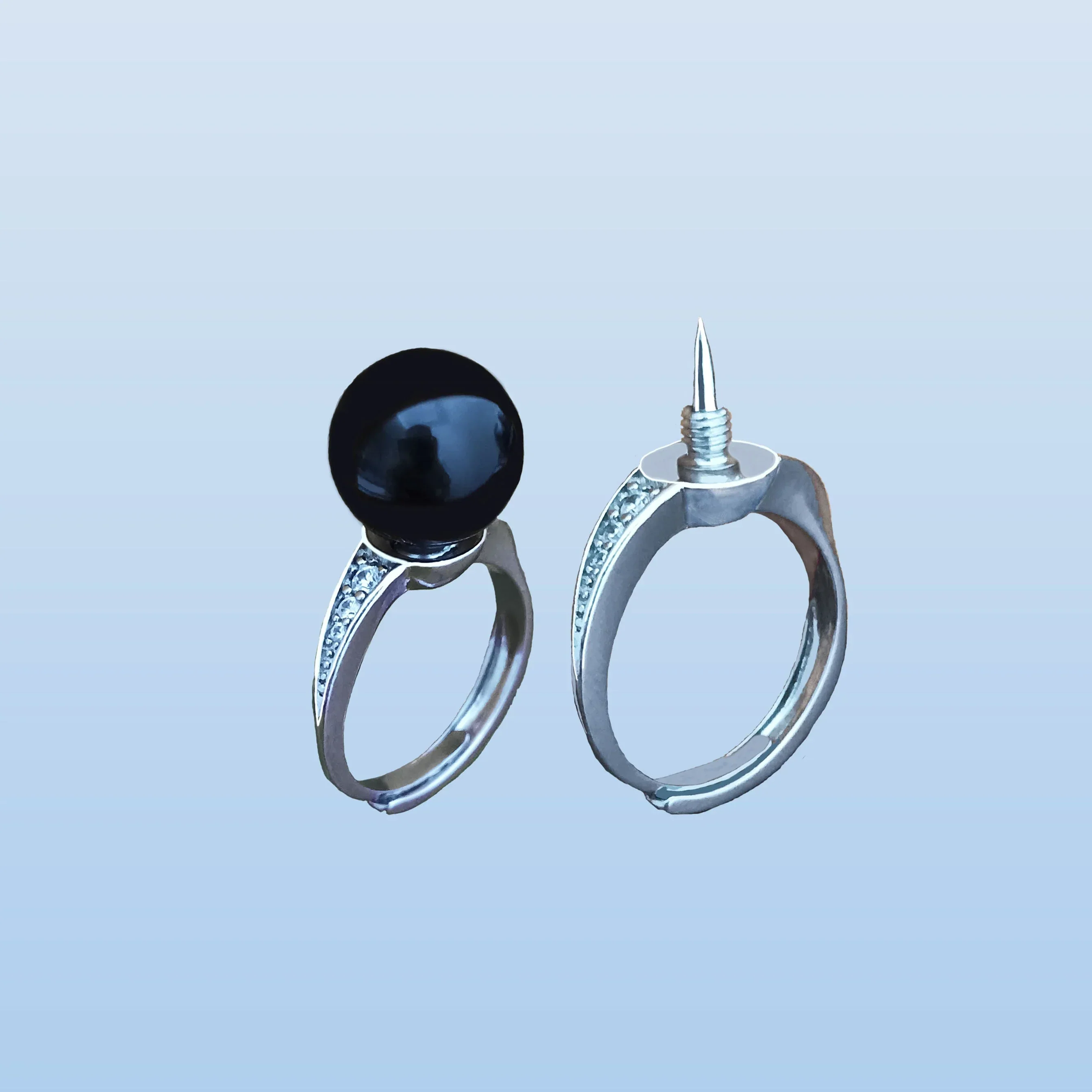Mysterious Black Pearl Hidden Knife Ring - Image 2