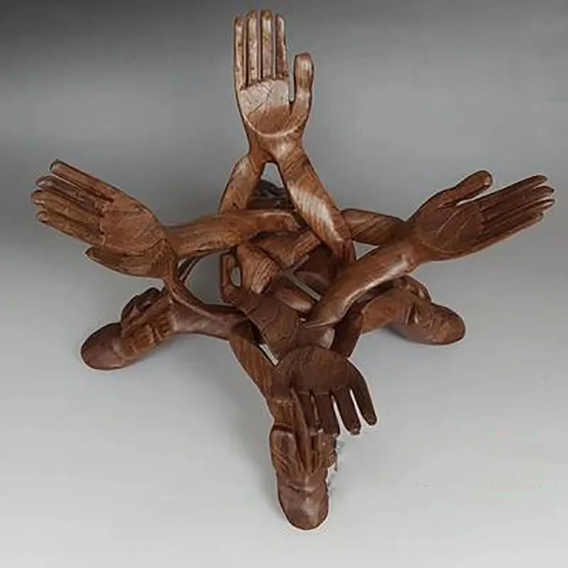 Serene Sculpture Wooden Luck Bearer Serving Platter - Image 2