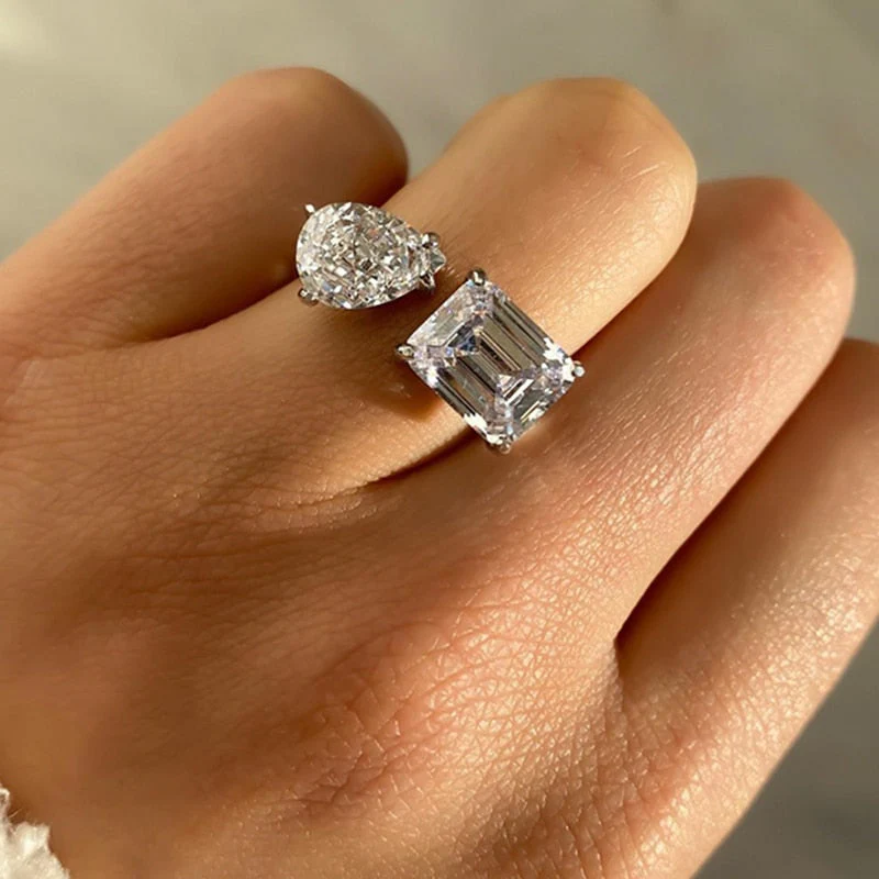 Water Drop Zircon Chic Adjustable Ring - Image 3