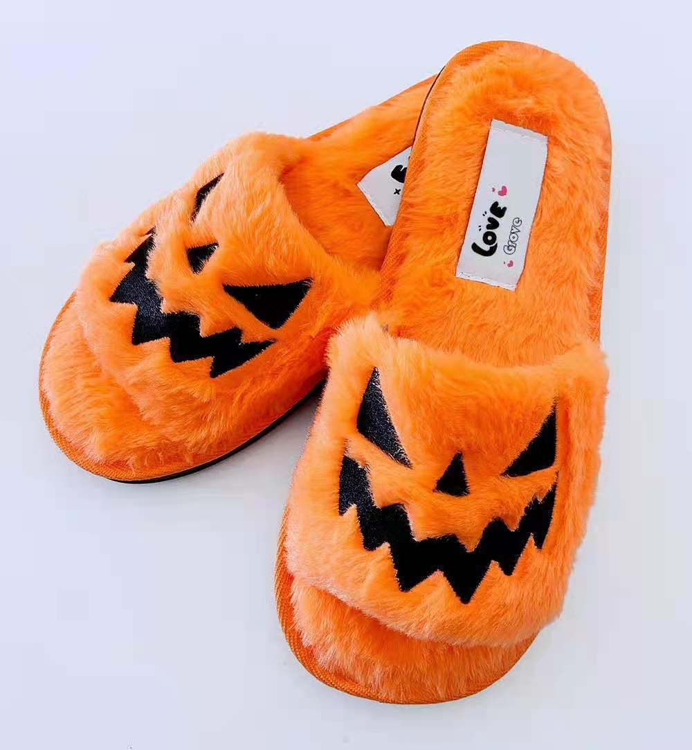 Soft Scary Pumpkin Slippers - Image 1