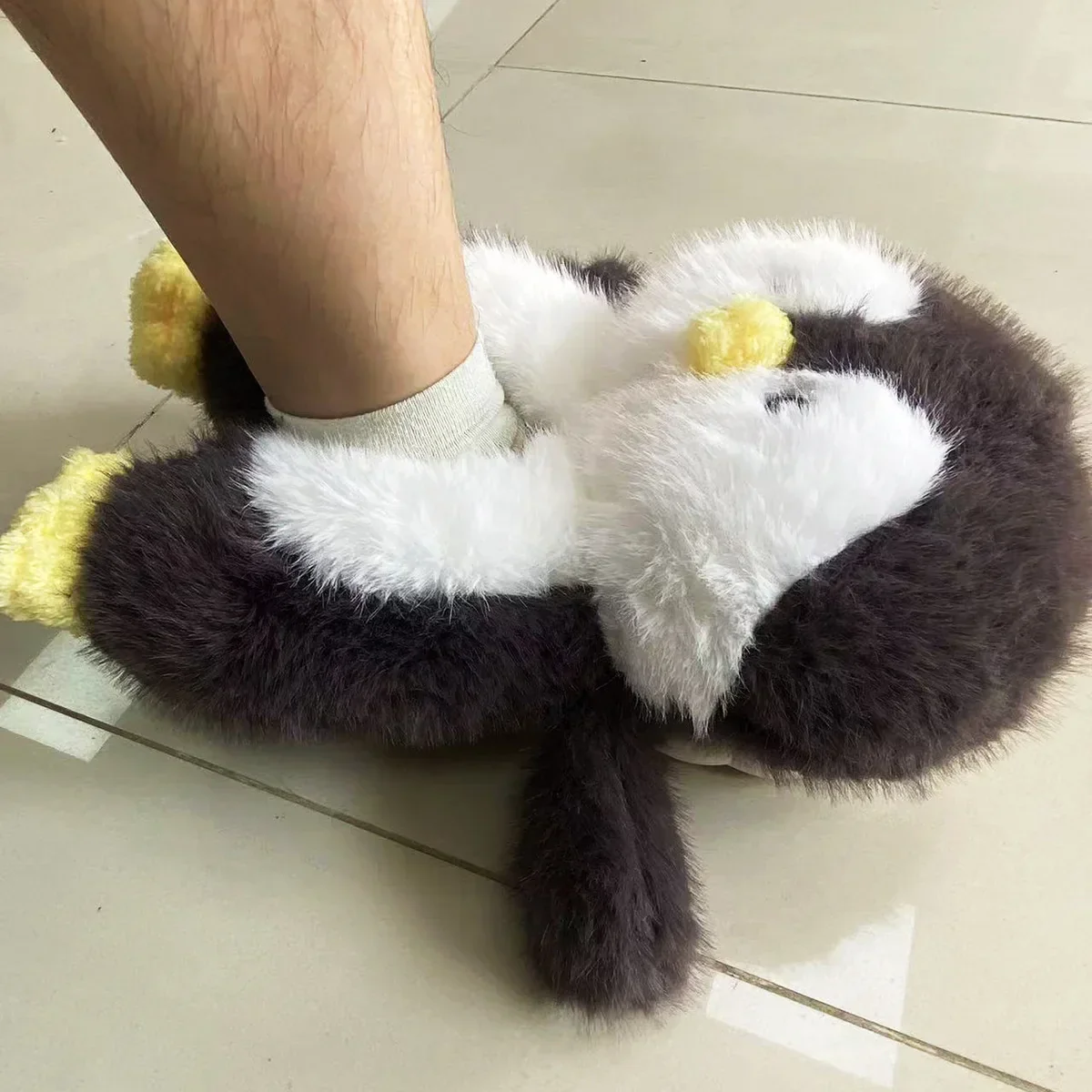 Happy Penguins Plush Comfy Cozy Slippers - Image 2
