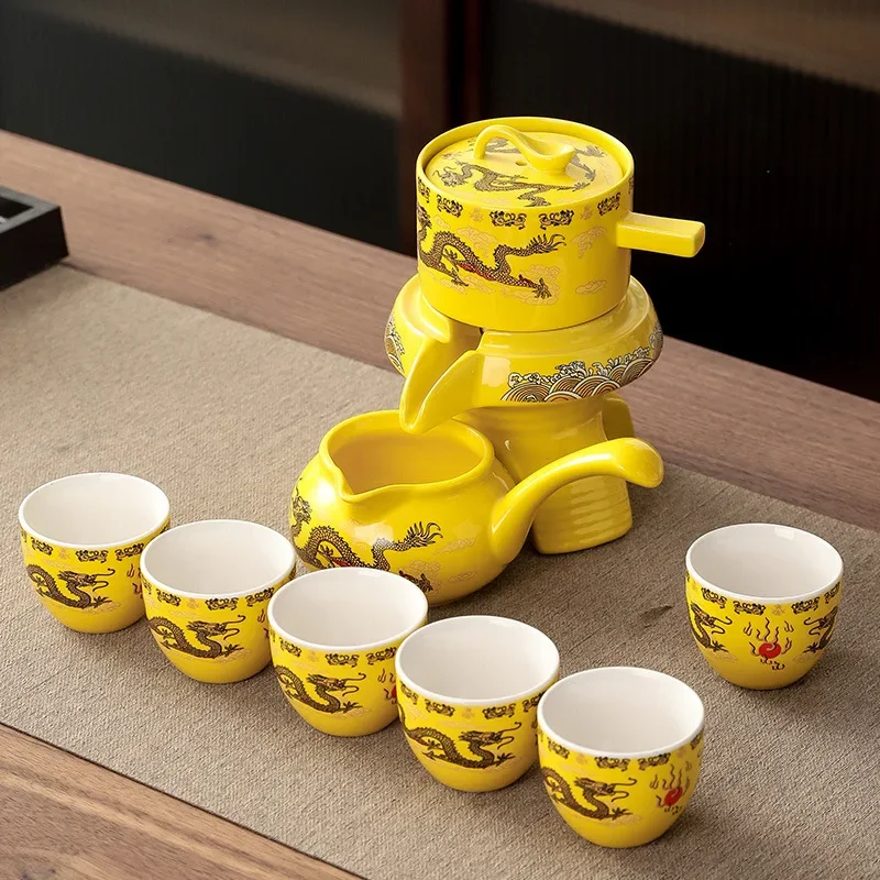 Royal Golden Porcelain Dragon Flow Tea Set - Image 2