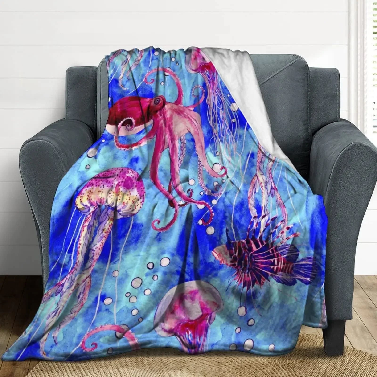 Sea Life Ocean Throw Octopus Blanket - Image 3