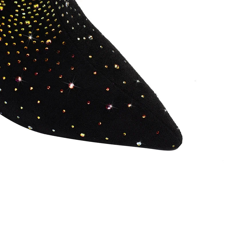 Tiger Gleam Rhinestone Skull High Heel Shoes - Image 3
