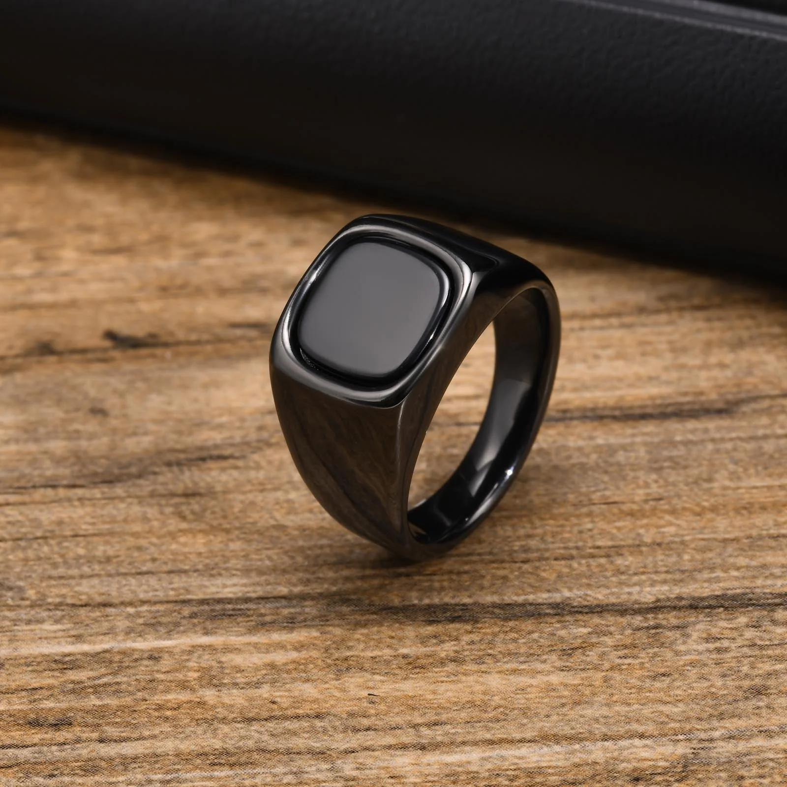 Black Storm Stone Stainless Steel Ring - Image 2