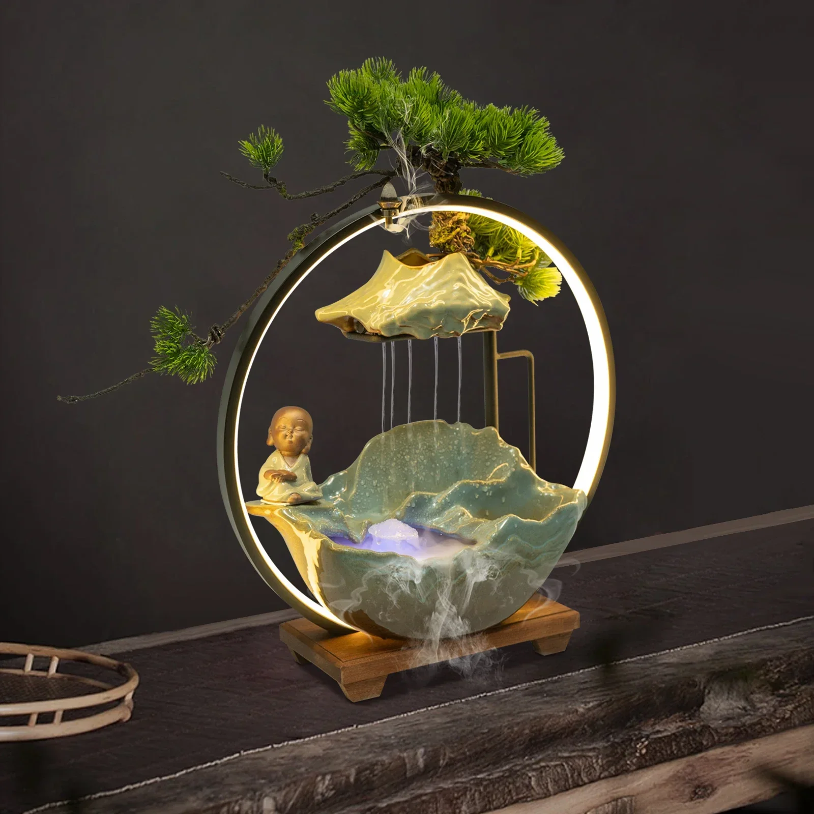 Waterfall Fortune LED Incense Burner Zen Decor - Image 2