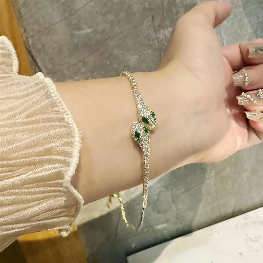 Zircon Stone Adjustable Snake Bracelet - Image 2