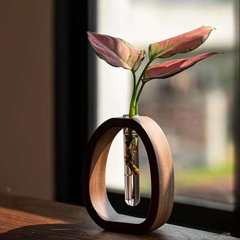 Oval Wood Frame Single Stem Vase