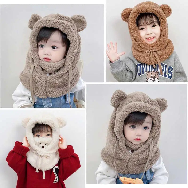 Plush Warm Bear Winter Scarf Mask - Image 2