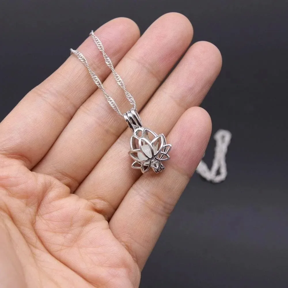 Mystic Moon Glow Lotus Necklace - Image 2