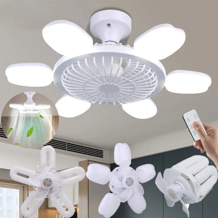 Silent Adjustable Remote Control Ceiling Foldable Fan Lamp - Image 1