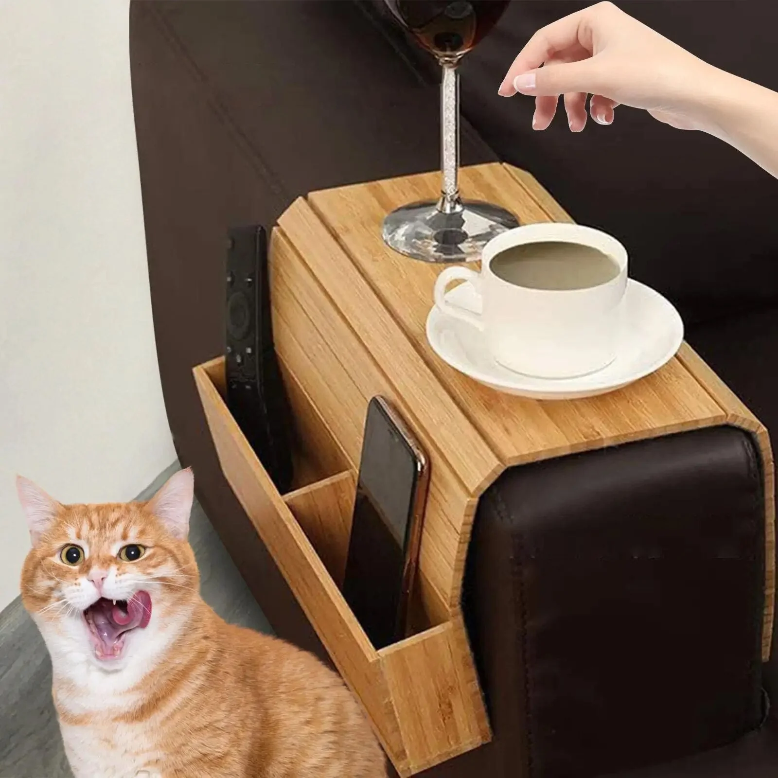 Sofa Side Foldable Cup Holder Tray Organizer - Image 2