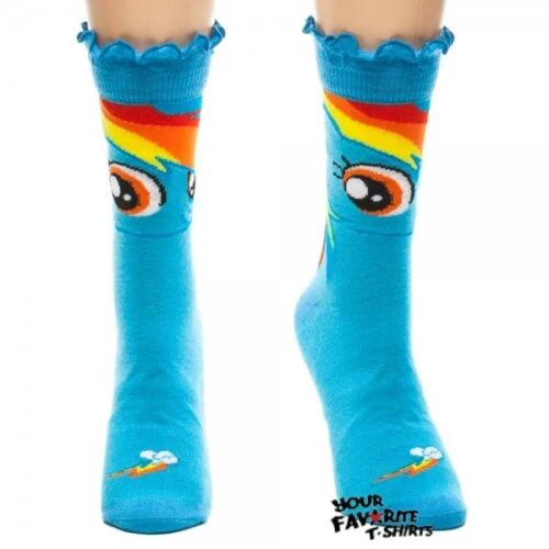My Little Pony Rainbow Dash Face Cute Mlp Crew Socks - Image 1