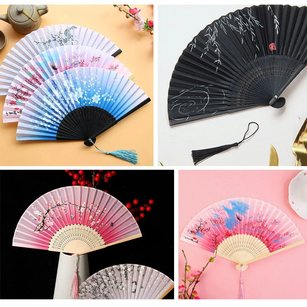 Traditional Japanese Style Floral Hand Fan - Image 3