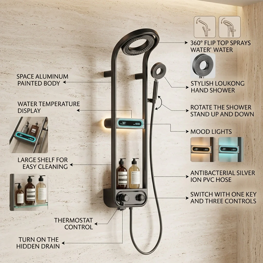 Spa Time Rainfall Elegant Digital Shower Set - Image 2
