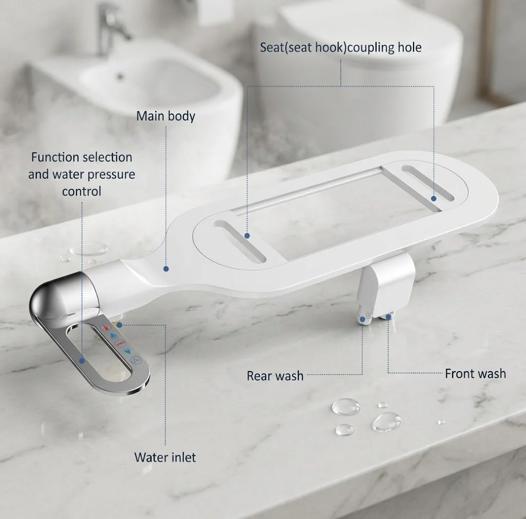 Ultra-Slim Adjustable Water Manual Bidet - Image 2