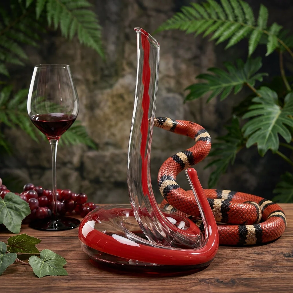Artisan Blown Snake-Shaped Glass Wine Separator - Image 1