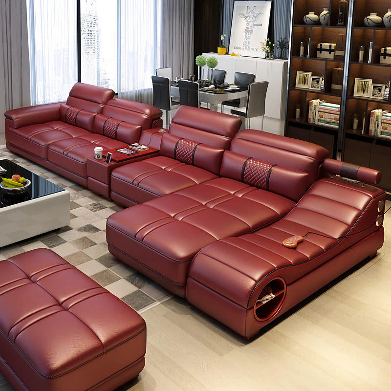 Luxury Multifunctional Elite Elegance Leather Sofa Set - Image 3
