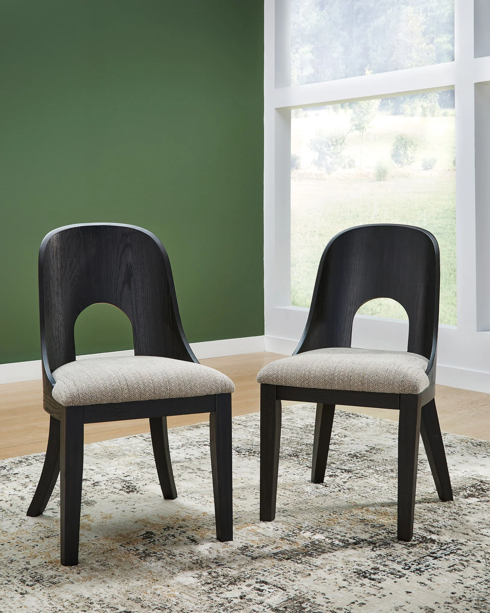 Rowanbeck - Dining Upholstered Side Chair (Set of 2) - Gray / Black - Image 3