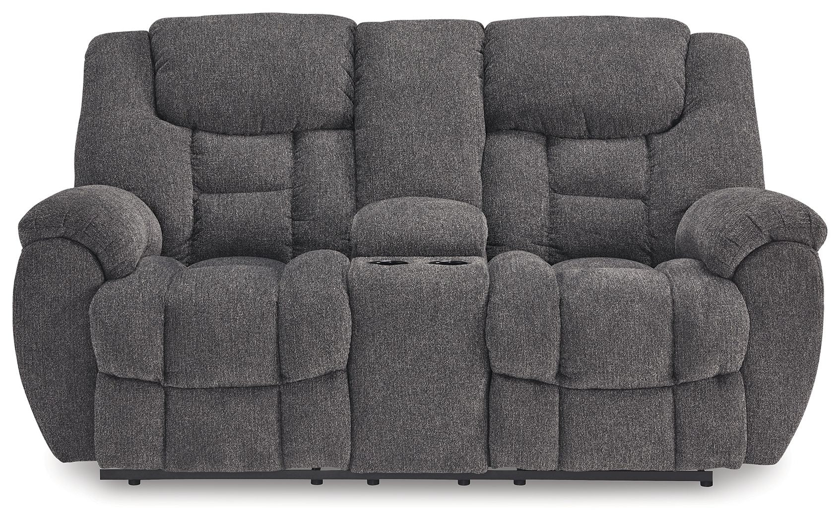 Foreside - Dbl Reclining Loveseat with Console - Charcoal - Image 2