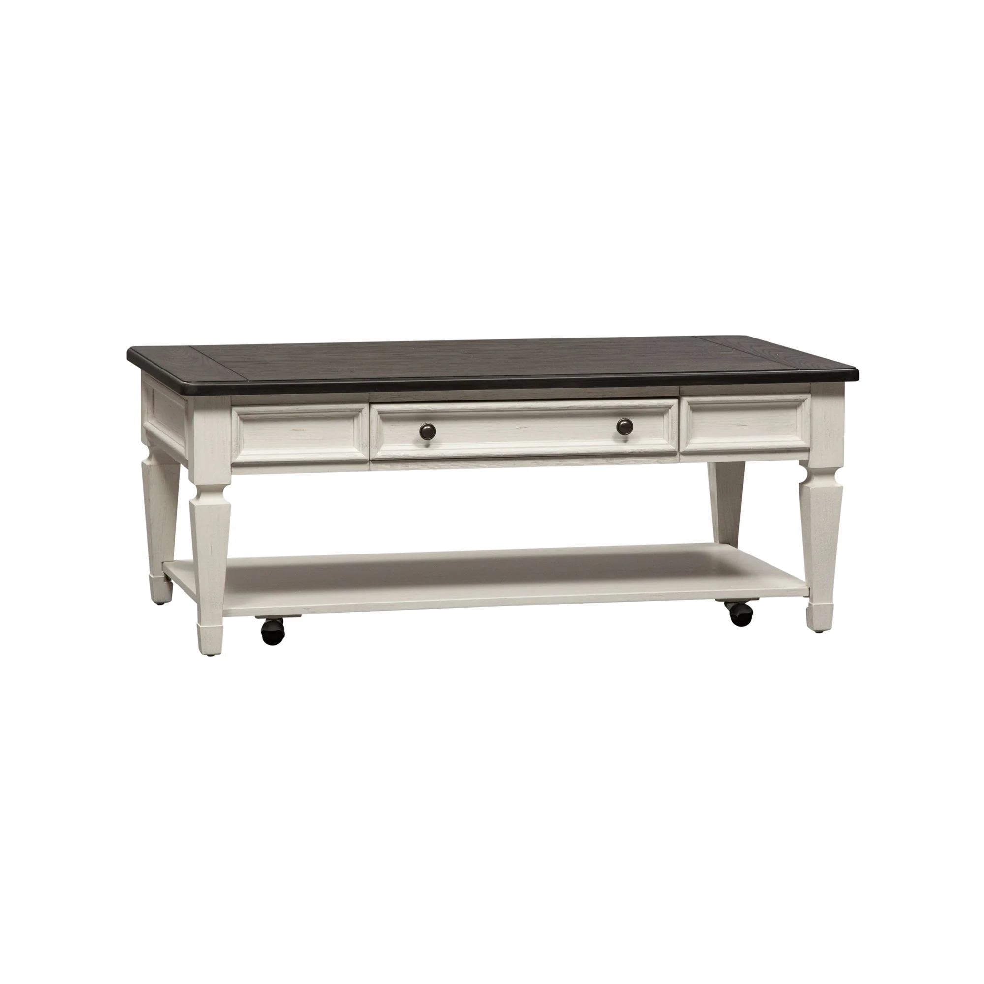 Allyson Park - Rectangular Cocktail Table - Wirebrushed White / Charcoal - Image 3