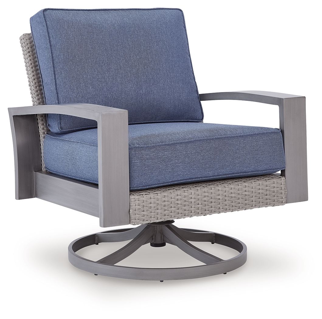 Half Moon Beach - Swivel Lounge With Cushion - Blue / Gray - Image 1