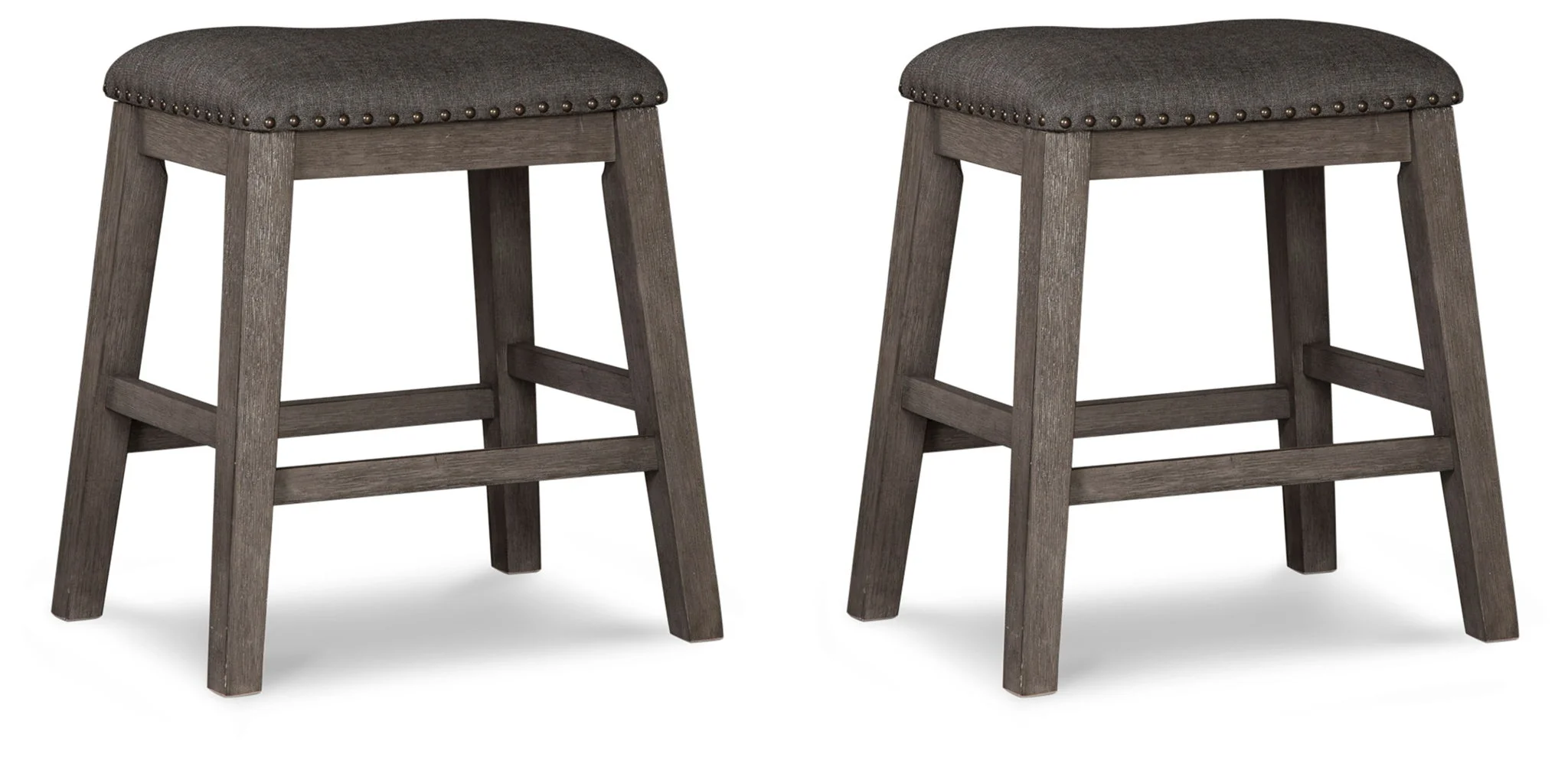 Caitbrook – Upholstered Stool (Set of 2) – Gray