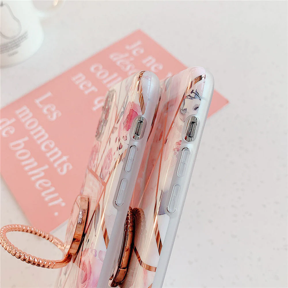 Golden Silver Finger Ring Holder Marble Iphone Cases - Image 2