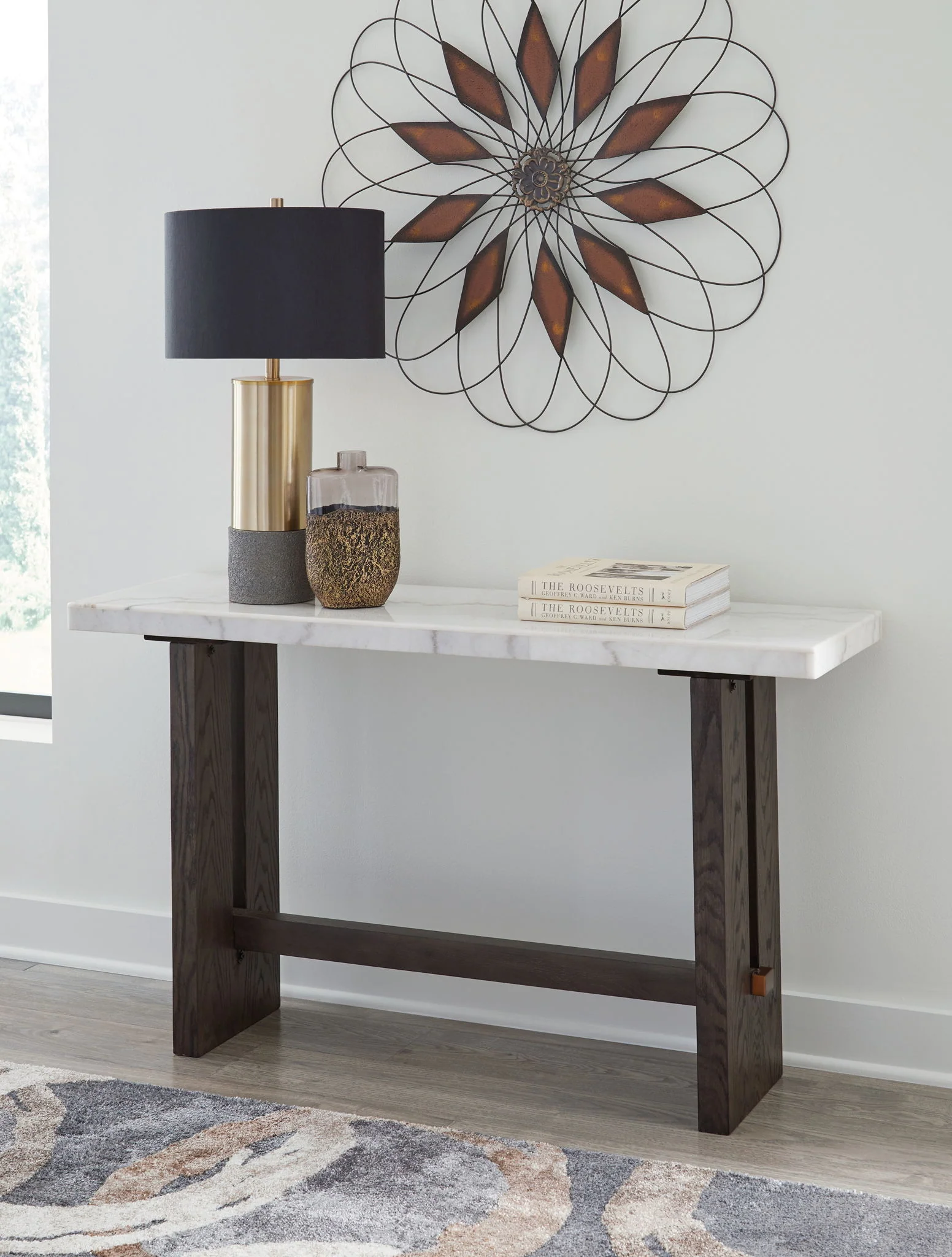 Burkhaus - Sofa Table - White / Dark Brown - Image 2